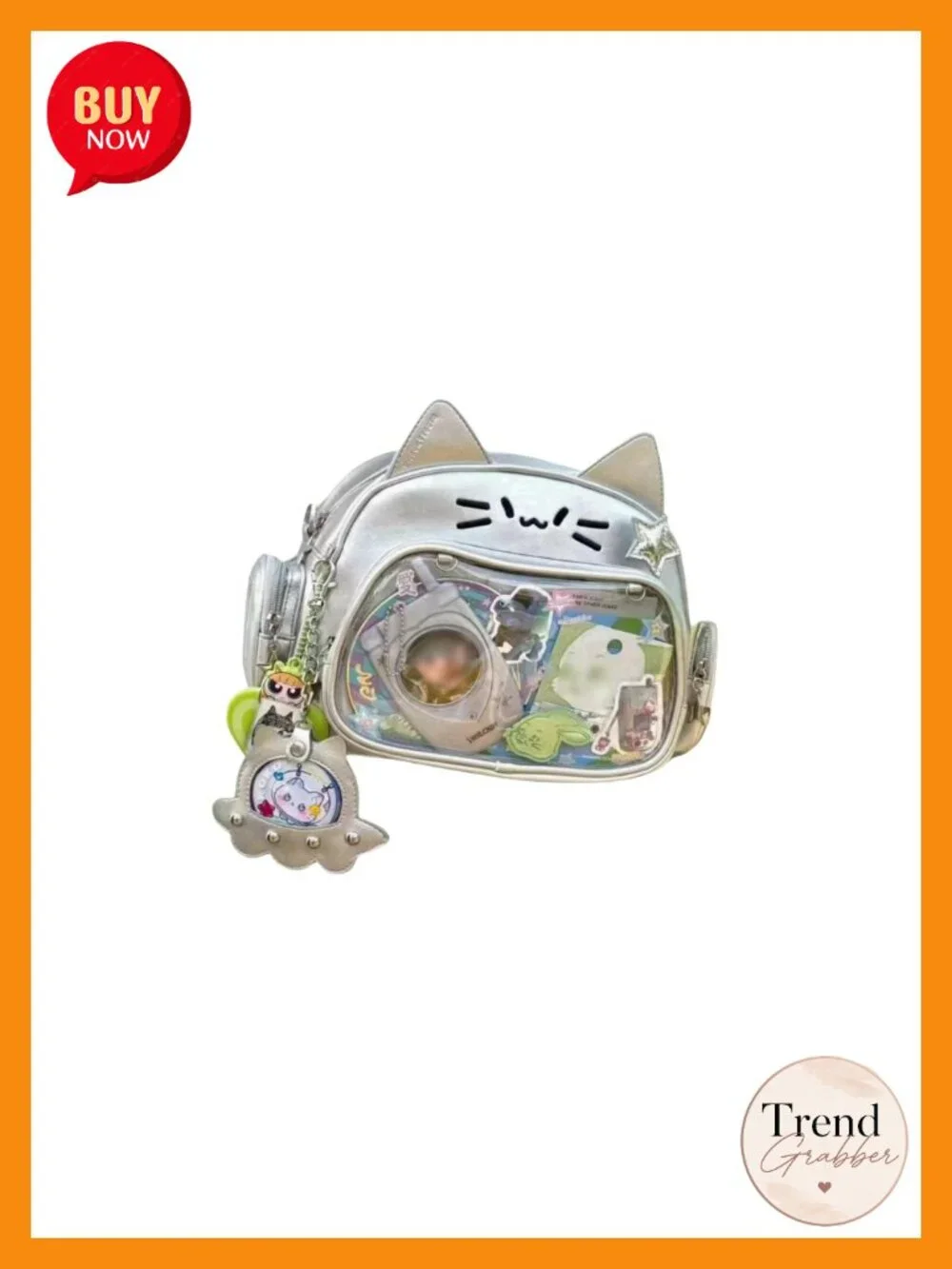 Cat Ita Bag Backpack PU Leather Pin Display School Bag Kawaii Anime Shoulder
